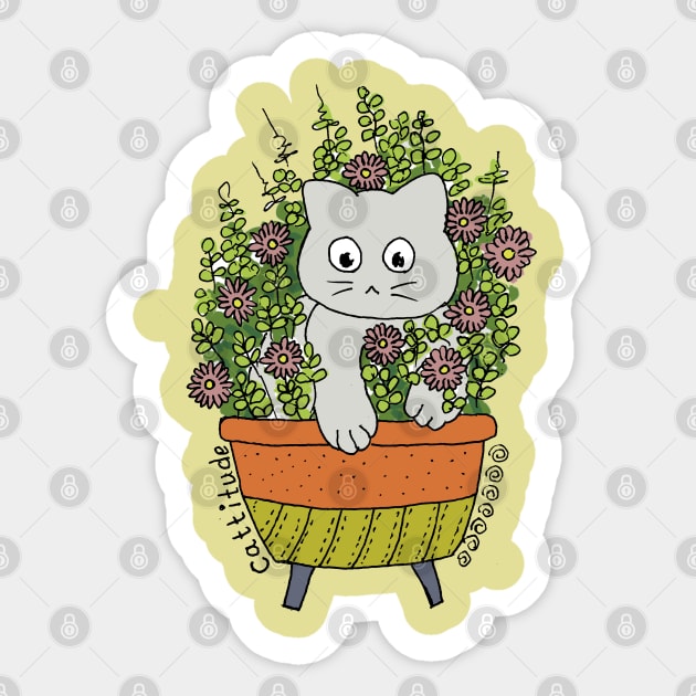 Cute cat in planter Sticker by HAVE SOME FUN